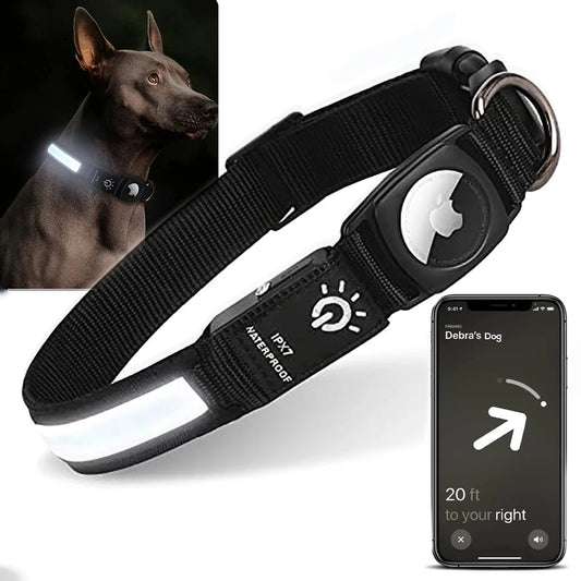 Apple Airtag Dog Collar GPS Finder WaterProof Led Collar