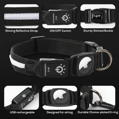 Apple Airtag Dog Collar GPS Finder WaterProof Led Collar